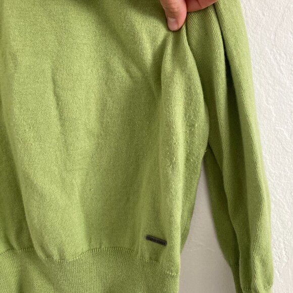 Calvin Klein Merino Wool Blend Knit Sweater V Neck Green Long Sleeve Spring XL - Picture 5 of 12